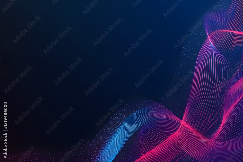 Poster abstract background with glowing blue and red lines on a dark gradient, a technology concept for dig