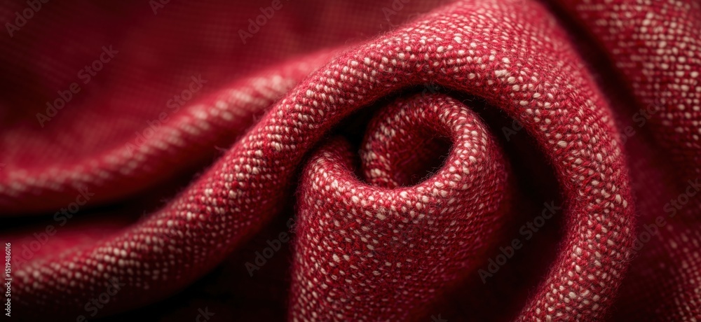 Poster close-up of textured red fabric showcasing intricate weave and softness