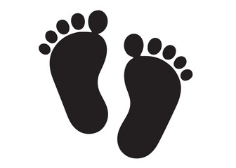 baby feet logo silhouette vector, baby foot logo icon vector silhouette, foot print vector illustration logo, silhouette of baby footprints icon vector silhouette design on white background