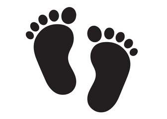 baby feet logo silhouette vector, baby foot logo icon vector silhouette, foot print vector illustration logo, silhouette of baby footprints icon vector silhouette design on white background