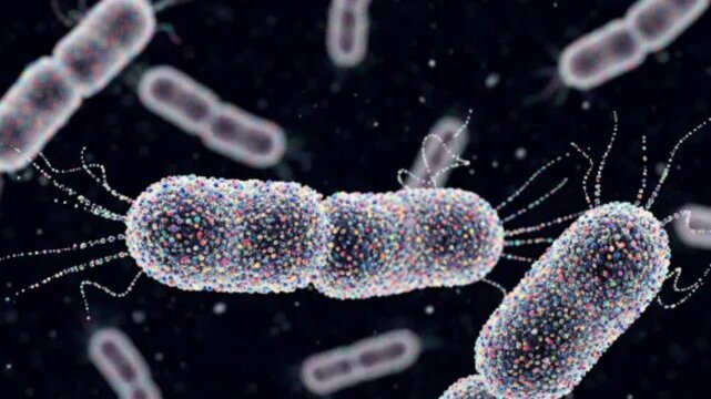 Animated of bacteria and microscope