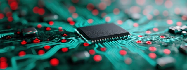 Economic power balance displayed as AI circuit board, AI manipulation of economy