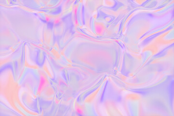 Abstract geometric crystal background, iridescent texture, liquid. 3d render.