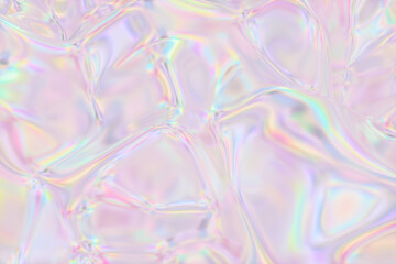 Abstract geometric crystal background, iridescent texture, liquid. 3d render.
