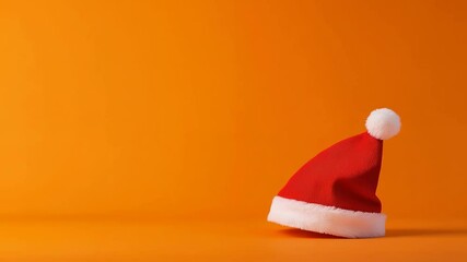 Santa hat on orange backdrop with space for text - Powered by Adobe