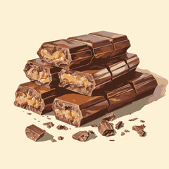 Delicious Milk Chocolate Bar with Caramel Filling  High-Quality Vector Illustration