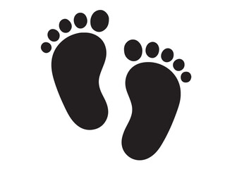 baby feet logo silhouette vector, baby foot logo icon vector silhouette, foot print vector illustration logo, silhouette of baby footprints icon vector silhouette design on white background