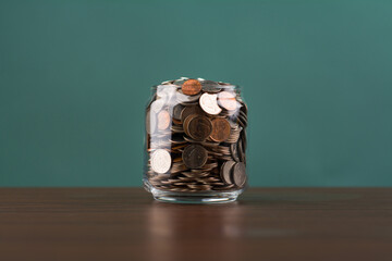 Saving Coins in Glass Bottles, Money, Financial Planning and Investment, Creating Financial Security