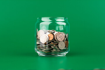 Saving Coins in Glass Bottles, Money, Financial Planning and Investment, Creating Financial Security