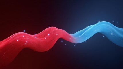Tension visualized through abstract red and blue wave patterns, USA China conflict