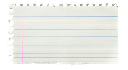 A torn piece of lined notebook paper filled with untold stories and dreams offering a canvas on transparent background