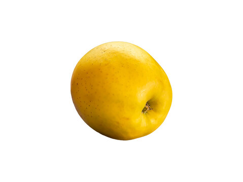 Fruit yellow apple isolated without background. Fruit yellow apples. Agricultural gardening. Healthy vegetarian food. Image for mockup. Insert photo into template. PNG format.