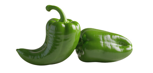 Green Bell Peppers, Isolated Transparent Background, Minimalist Design Element