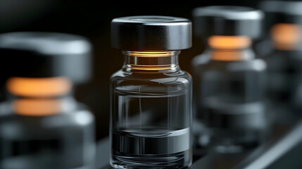 Modern Medical Vials With Glowing Light