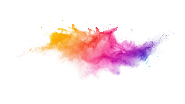 Colorful abstract smoke wave on a transparent background.
