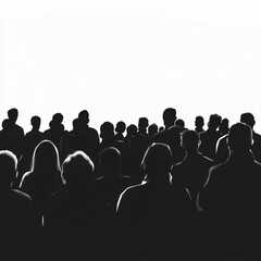 Obraz premium Silhouettes of a diverse crowd, representing unity and collaboration in a public gathering setting.