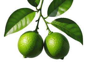 Green Limes, Isolated Transparent Background, Tropical Design Element