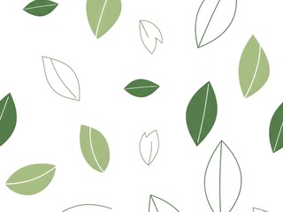 seamless green leaves illustration background