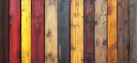 Colorful wooden planks background with various textures and shades for design projects