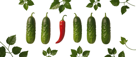 Green Vegetables, Isolated Transparent Background, Minimalist Design Elements