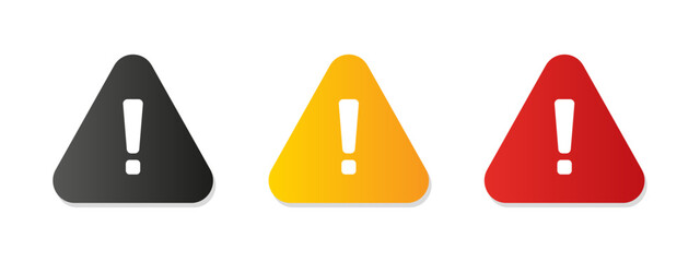 General warning sign vector icons. Hazard caution sign vector illustration for danger alerts. Exclamation mark, warning symbol set for professional safety signage. Attention icon in flat style.