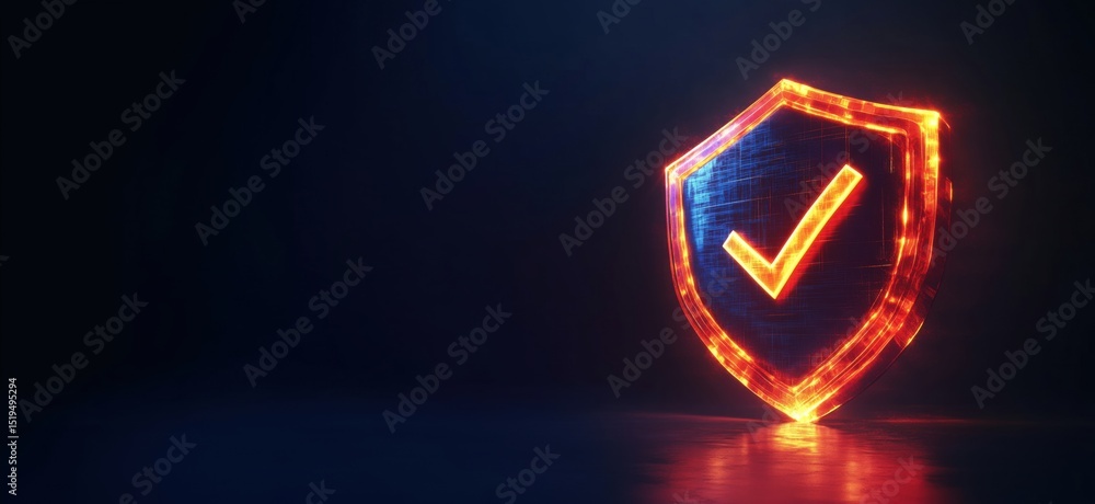 Aufkleber glowing shield with check mark symbolizing security and protection in digital space