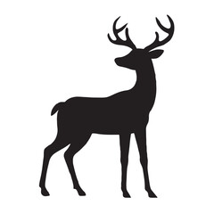 Obraz premium Deer Silhouette Vector – Standing Buck with Antlers Clipart Icon