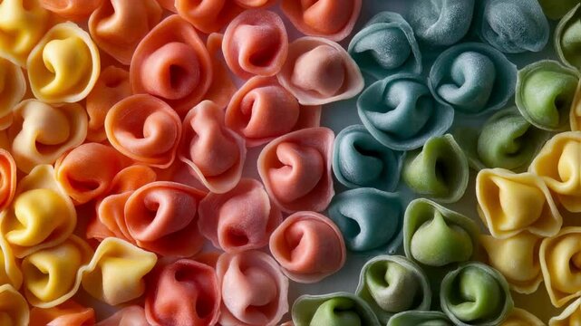 Colorful Rainbow Tortellini Pasta Background