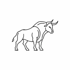 Fototapeta premium Line art illustration of a standing bull silhouette 