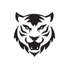 Fierce Tiger Head Logo Vector &ndash; Bold Black Wildcat Icon Design


