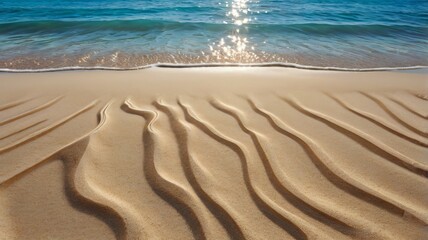 Minimalist Top-Down View of Beach with Sparkling Water Patterns