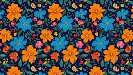 Vibrant Floral Pattern A Summer Bloom Textile Design