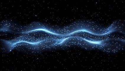 Abstract blue digital background with glowing dots and lines forming a landscape shape, representing technology or data science concepts. A visually appealing vector illustration 