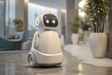 AI Concierge Robot in Modern Hotel Lobby