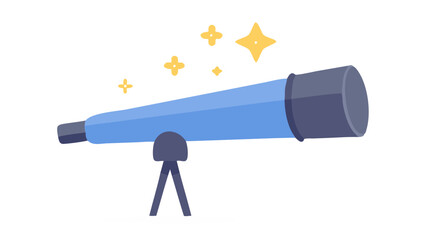 Exploring the universe with a blue telescope under a starry night sky