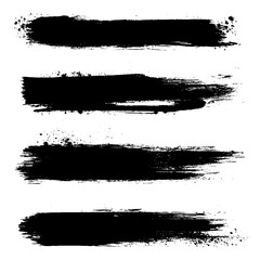 Handmade black ink paint brush strokes. Vector art