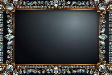 Diamond border frame, diamonds shinning gems jewellery background, backdrop illustration empty space.generated ai
