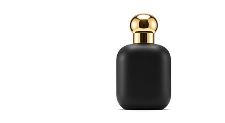 Luxurious Black Perfume Bottle with Golden Spherical Cap. mockup image 

