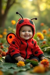 baby disfrazado de mariquita 