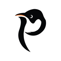 This black and white minimalist logo brilliantly merges typography and nature to create a striking visual of a penguin forming the letter "P"