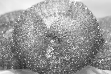 Abstract texture. Metallic monochrome abstract. Twisted metal wire. Selective focus