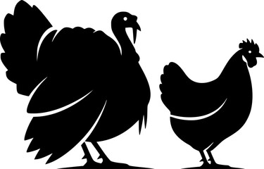 Fototapeta premium minimal turkey chicken vector silhouette, black color silhouette 