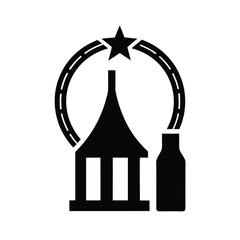 Abstract Building Star and Bottle Icon Black