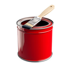 Red paint can with brush 