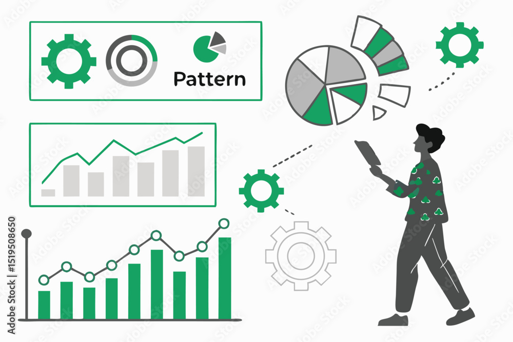 Aufkleber data analysis and pattern recognition: visualizing growth and performance metrics