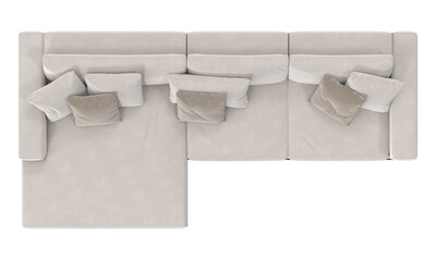 white modular sofa top view isolated.