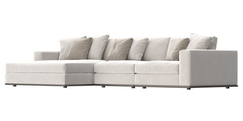 white modular sofa angled view isolated.