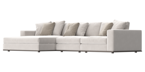 white modular sofa angled view isolated.