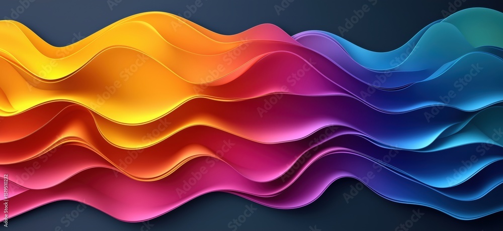 Poster colorful abstract wave patterns in vibrant gradients for modern design