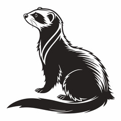 Elegant black footed ferret illustration standing out in bold contrast